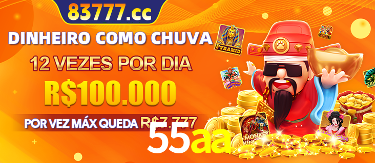 Banner do programa de recompensas Recomende para amigos do 55aa, detalhando os bônus por convidar amigos, com prêmios que chegam a R$288.888.